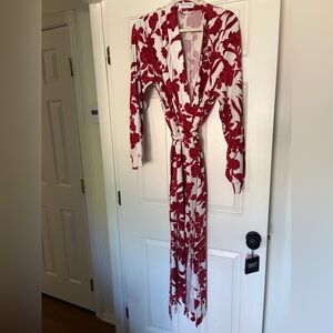 Mason Grey Red Floral Long Robe size XL